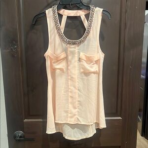BLVD Peach Embellished Tank Top